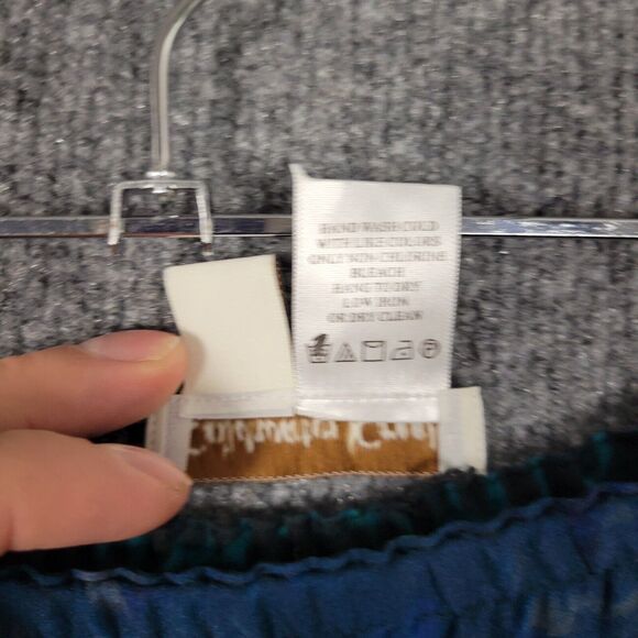 COLDWATER CREEK Reversible Blue Artsy Watercolor Teal Leopard Skirt SIZE XS 4-6 - Picture 8 of 10